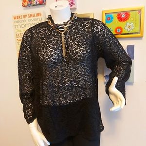 Lacey high neck top/blouse